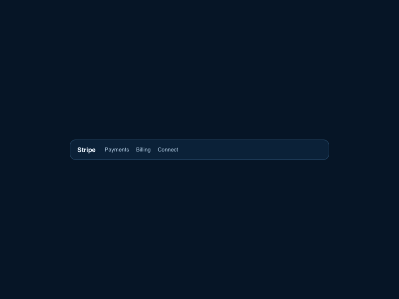Stripe-inspired Nav — product and solutions navigation