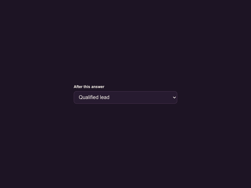 Typeform-inspired Selects · Choose the response path
